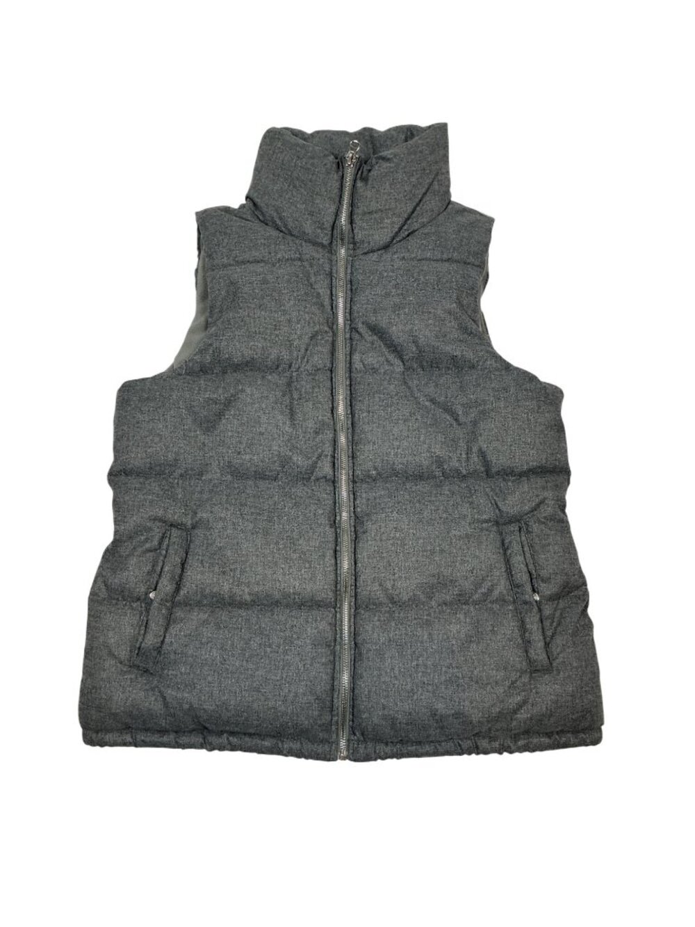 Old Navy Women’s Heather Gray Quilted Puffer Vest | High Collar Full Zip | Size